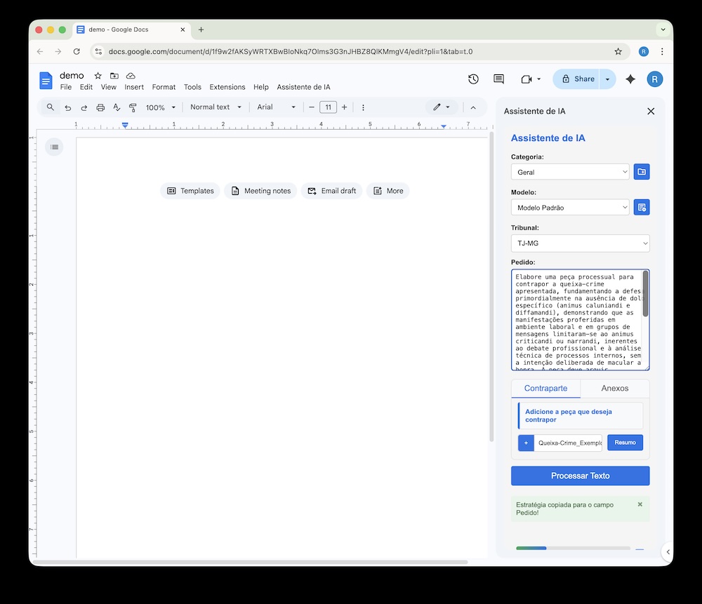 Passo 2 - Abrir o Rascunho Jurídico no Google Docs