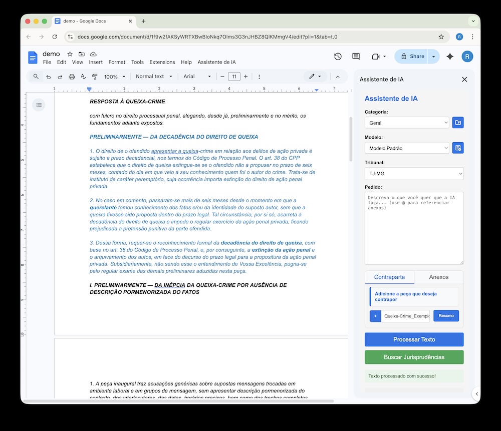 Passo 5 - Diff azul mostrando as mudanças no documento